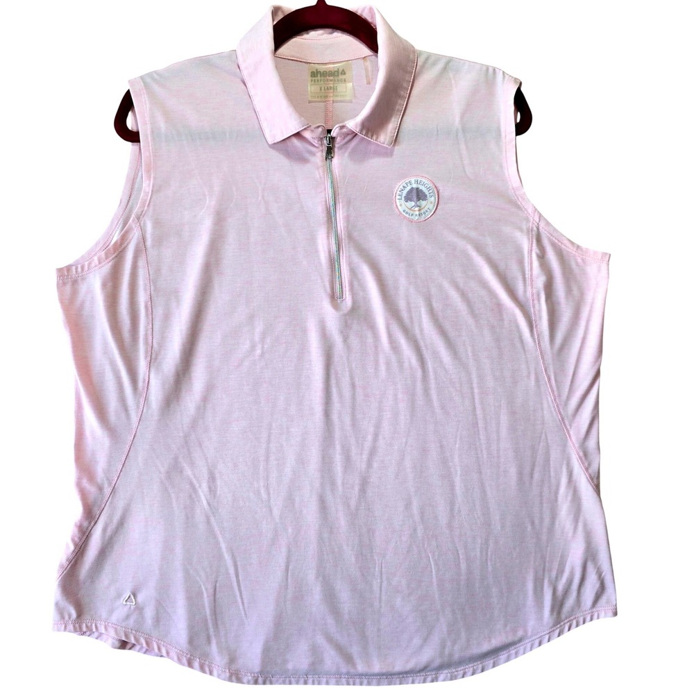 Ahead Performance Womens XL Pink Sleeveless Golf Polo Lenape Heights Quarter Zip